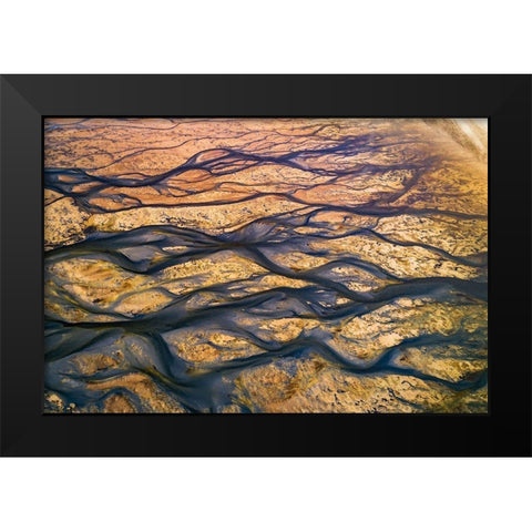 The Black Rivers Black Modern Wood Framed Art Print by Alnomas, Faisal