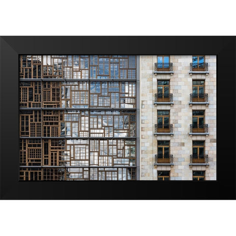 Window Mosaic Black Modern Wood Framed Art Print by Van Son, Greetje