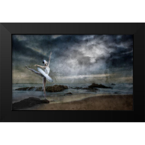 Dance Like Nobodys Watching... Black Modern Wood Framed Art Print by Van Den, Peet