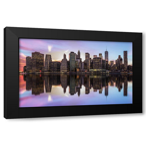 Reflections Of A Sleepless City Black Modern Wood Framed Art Print with Double Matting by Kralik, Rostislav