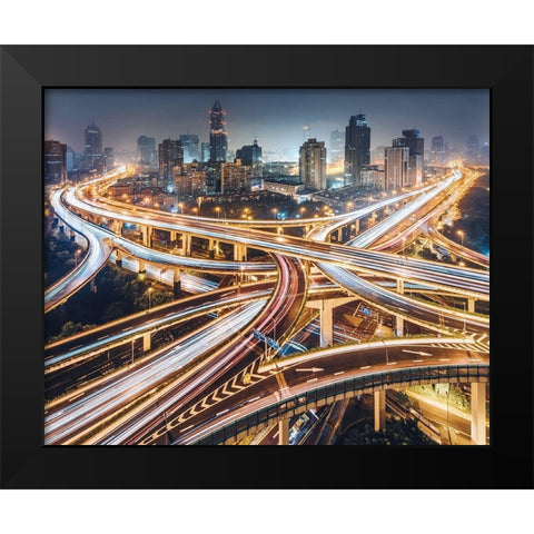 Composition Of The City Black Modern Wood Framed Art Print by Jiang, Kevin