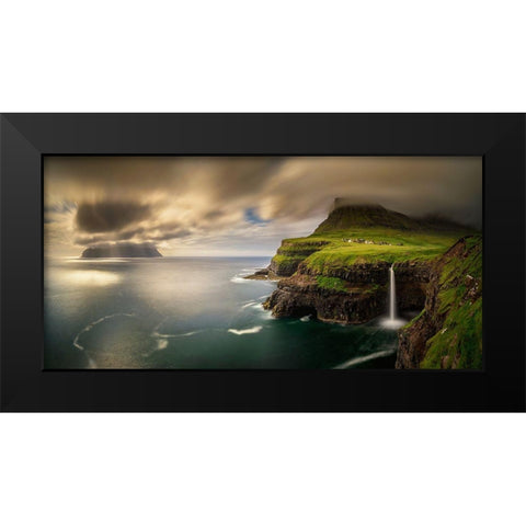 Gasadalur A Mykines Black Modern Wood Framed Art Print by Kruczynski, Wojciech