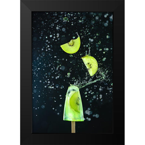 Action Kiwi Popsicle Black Modern Wood Framed Art Print by Belenko, Dina