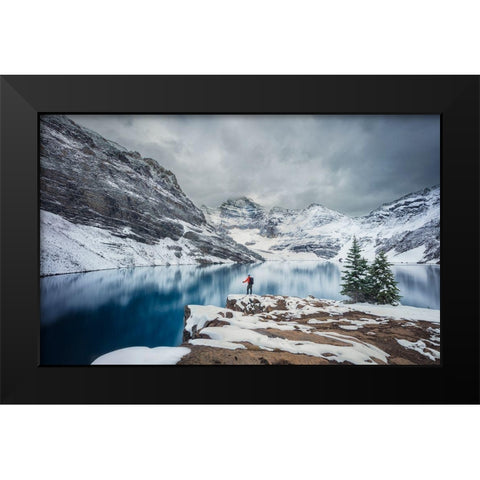 The Mountains And Me Black Modern Wood Framed Art Print by Zheng, Michael