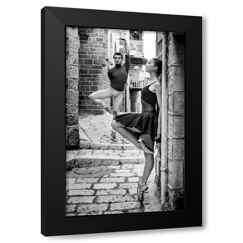 Street Dance Black Modern Wood Framed Art Print with Double Matting by Falik, Ohad