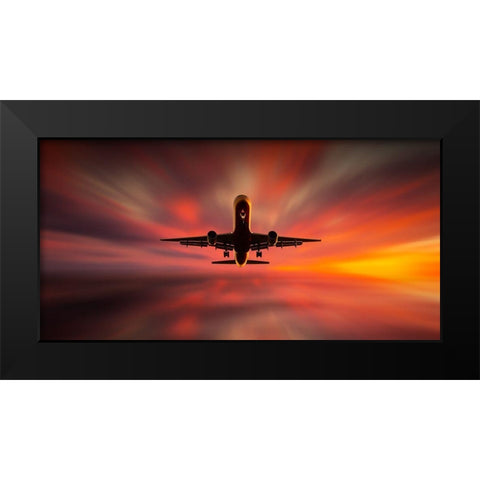 Colorful Landing. Black Modern Wood Framed Art Print by Londal, Leif