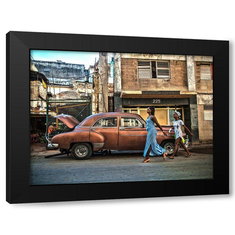 Street Havana Cuba Black Modern Wood Framed Art Print with Double Matting by Yosifov, Svetlin