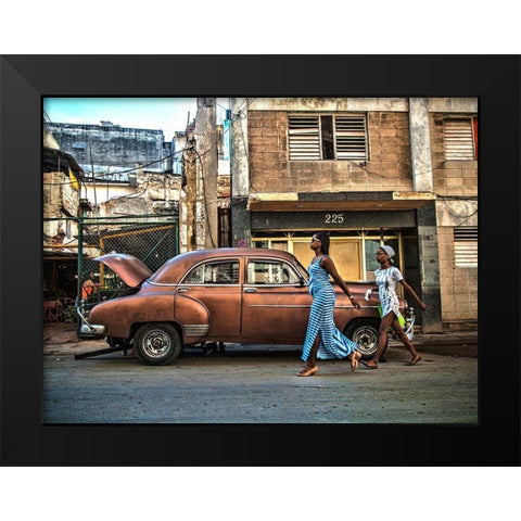 Street Havana Cuba Black Modern Wood Framed Art Print by Yosifov, Svetlin
