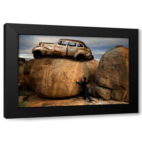 Hold On! Black Modern Wood Framed Art Print by von Diepenbroek, Christine