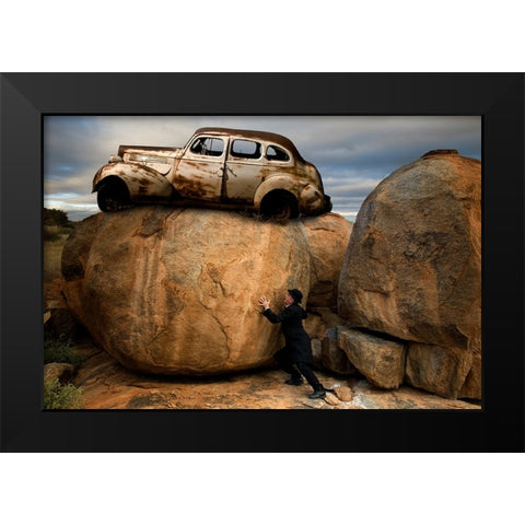Hold On! Black Modern Wood Framed Art Print by von Diepenbroek, Christine