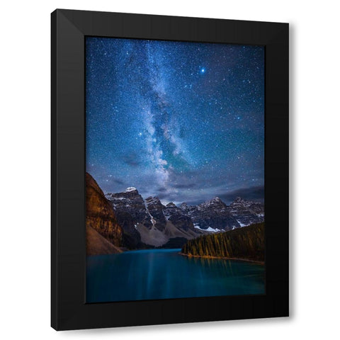 Moraine Lake Under The Night Sky Black Modern Wood Framed Art Print by Zheng, Michael