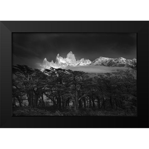 Fitz Roy Black Modern Wood Framed Art Print by Constantin, Lucian