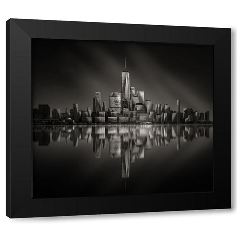 Vertex Black Modern Wood Framed Art Print with Double Matting by Chen, Johnny