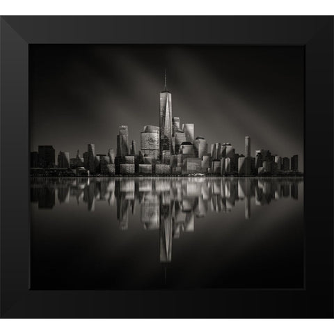 Vertex Black Modern Wood Framed Art Print by Chen, Johnny