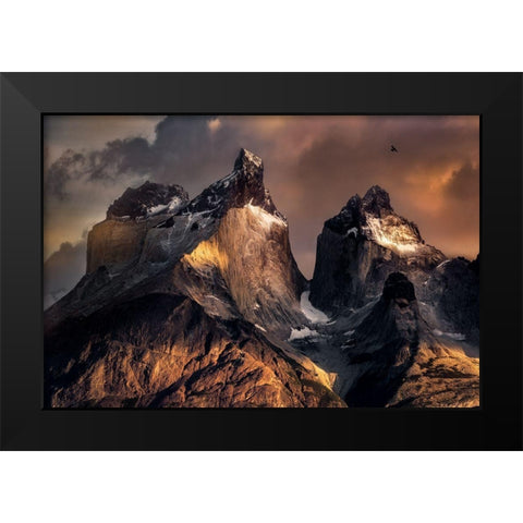 The Horns At Sunrise Black Modern Wood Framed Art Print by Chen, Vincent