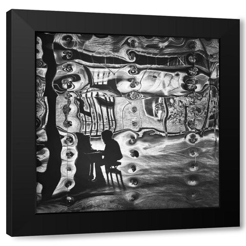 Piano Player Black Modern Wood Framed Art Print with Double Matting by Wijers Smeets, Wilma
