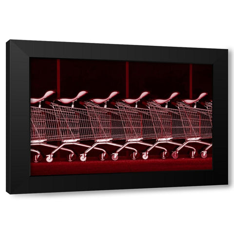 Rhythm In Red Black Modern Wood Framed Art Print by Hammer, Jacqueline
