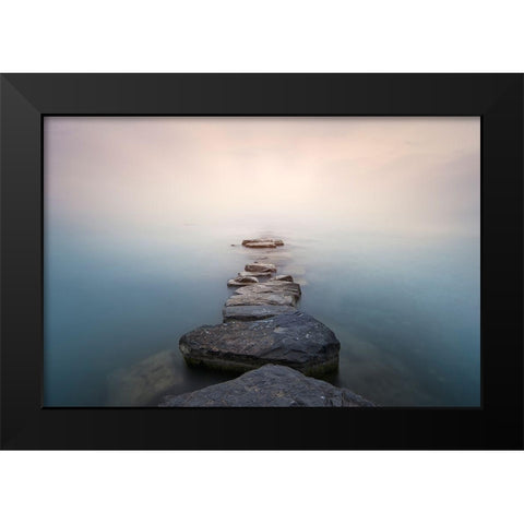 Stones Black Modern Wood Framed Art Print by Guerola, Joaquin