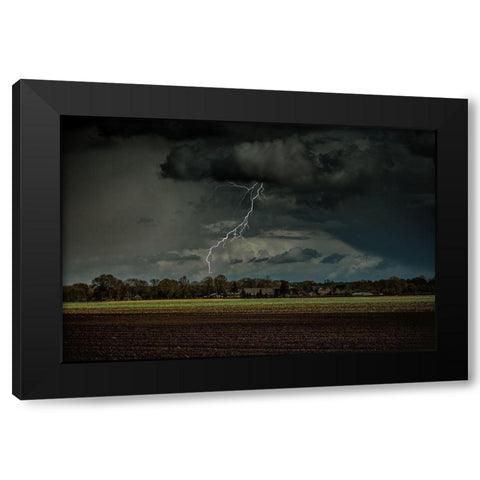 Lightning Black Modern Wood Framed Art Print with Double Matting by De Laat, Bernardine