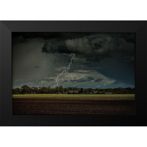 Lightning Black Modern Wood Framed Art Print by De Laat, Bernardine