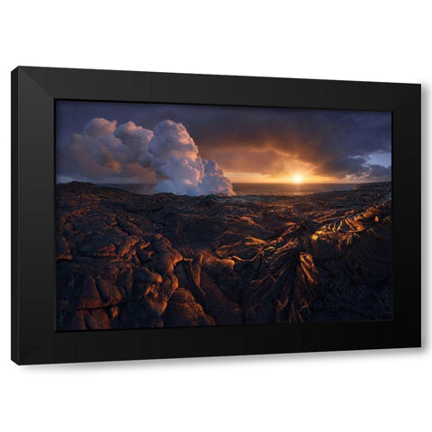 Lava Fields Black Modern Wood Framed Art Print by Cia, Inigo