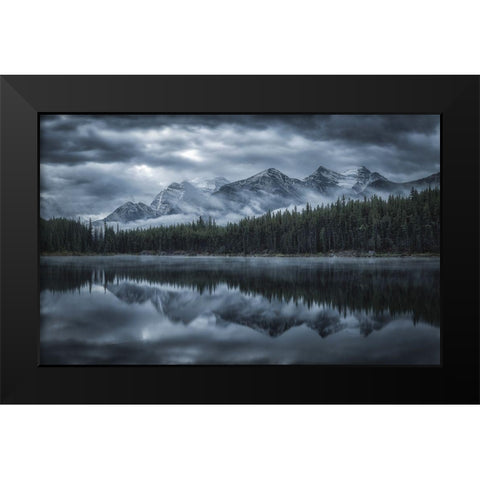 Cold Mountains Black Modern Wood Framed Art Print by Zheng, Michael