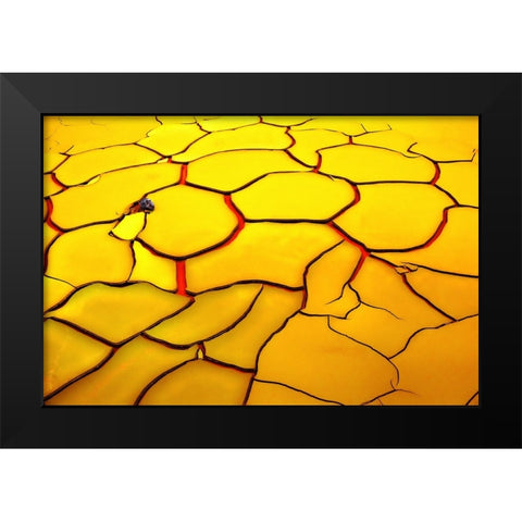 Yellow Ground, Red Heart Black Modern Wood Framed Art Print by De Juan, E.