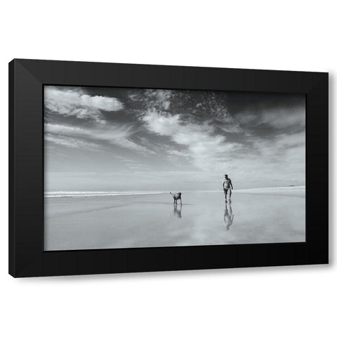 Lifes A Beach Black Modern Wood Framed Art Print with Double Matting by Van Eyken, Karen