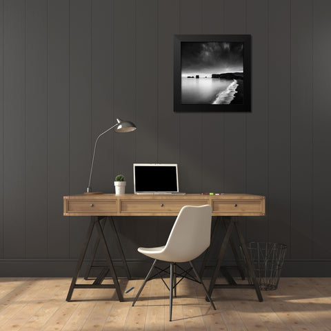 Lapping At The Shore Of A Solitary Ocean Black Modern Wood Framed Art Print by Digalakis, George