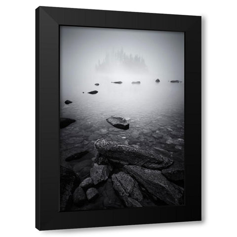 Misty Lake Black Modern Wood Framed Art Print by Jacobs, Lydia