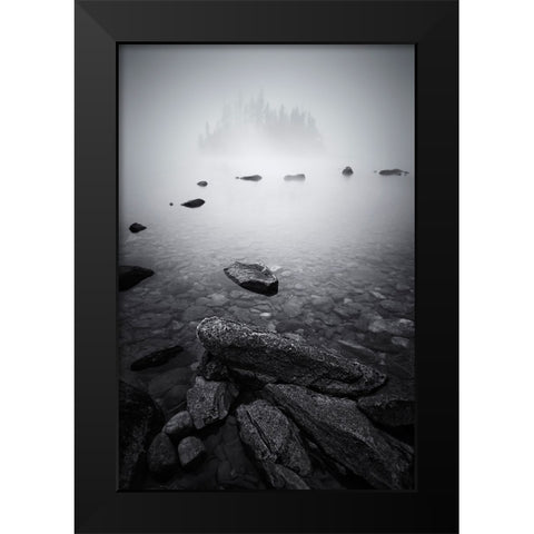Misty Lake Black Modern Wood Framed Art Print by Jacobs, Lydia