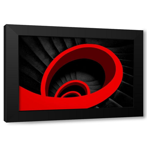 A Red Spiral Black Modern Wood Framed Art Print by Schuster, Inge