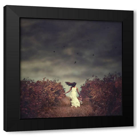 My Escape: A Girls Escape Into Her Dark Dreamworld Black Modern Wood Framed Art Print with Double Matting by Sozza, Fabio