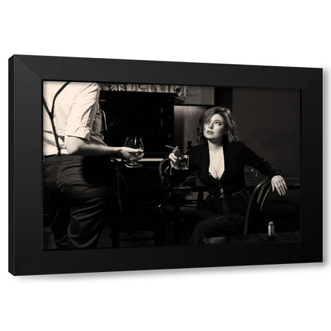 At The Bar Black Modern Wood Framed Art Print by Smirnov, Sergei