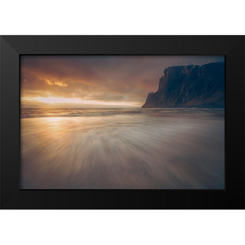 Kvalvika.. Black Modern Wood Framed Art Print by Age Hol, Fred