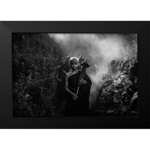 No.42 Black Modern Wood Framed Art Print by M, Adirek