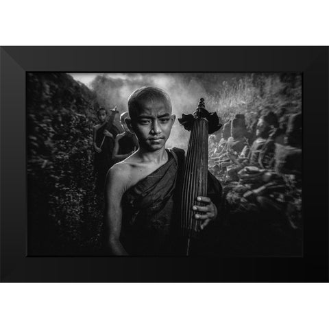 No.43 Black Modern Wood Framed Art Print by M, Adirek