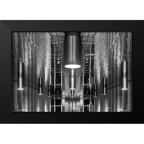Lighted Ceiling Black Modern Wood Framed Art Print by Luycx, Theo