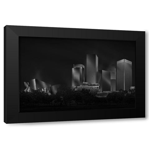 Metal Downtown L.A. Black Modern Wood Framed Art Print with Double Matting by Parejo, Jose