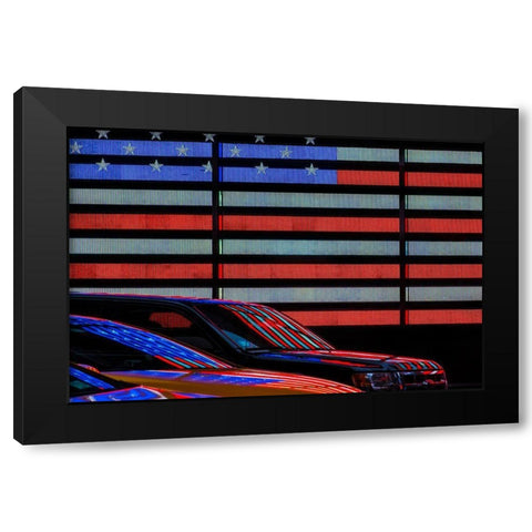 Stars And Stripes Reflected Black Modern Wood Framed Art Print by Wride, Linda