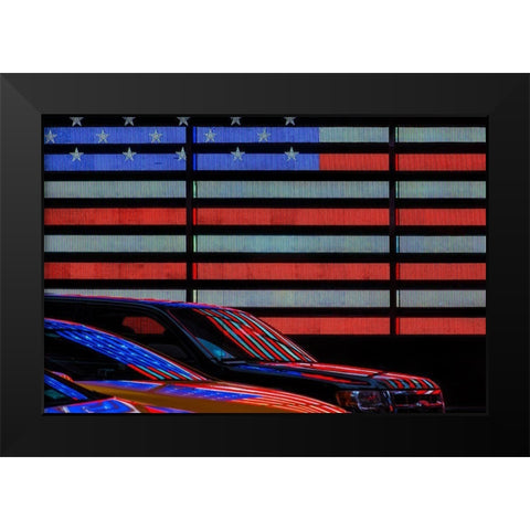 Stars And Stripes Reflected Black Modern Wood Framed Art Print by Wride, Linda