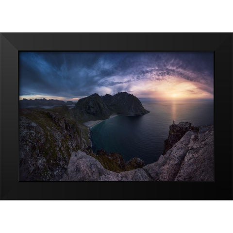 Kvalvika Black Modern Wood Framed Art Print by F. Turienzo, Carlos