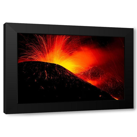 Eruption By Night Black Modern Wood Framed Art Print by Genovese, Simone