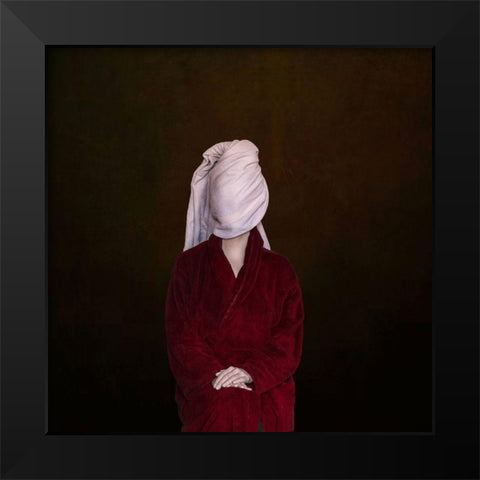 After Shower Portrait Black Modern Wood Framed Art Print by Marinksy