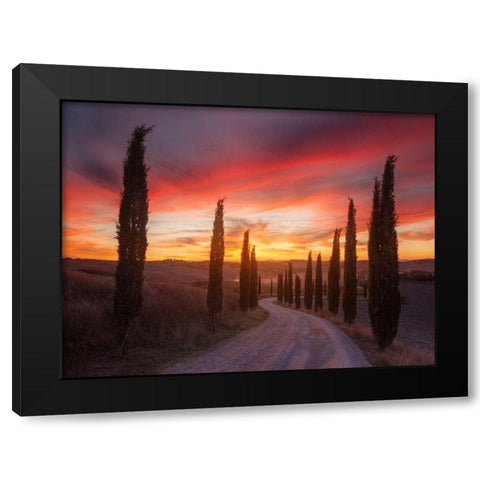 Tuscany Sunset Black Modern Wood Framed Art Print by Anton, Rostovskiy