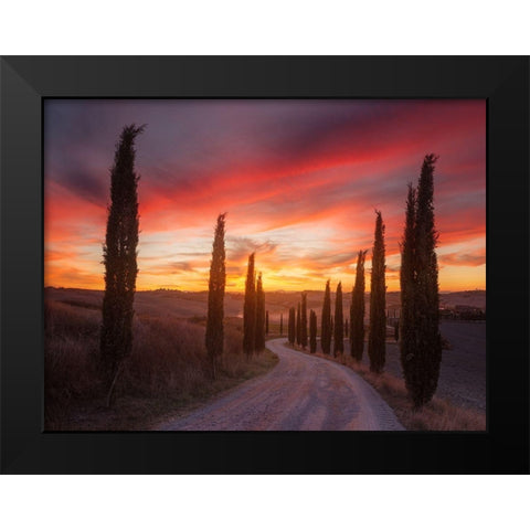 Tuscany Sunset Black Modern Wood Framed Art Print by Anton, Rostovskiy
