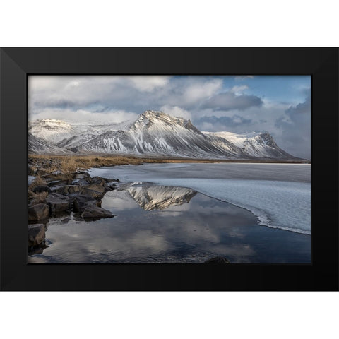 Reflection At Snabfellsnes Peninsula Black Modern Wood Framed Art Print by Kort, Bragi