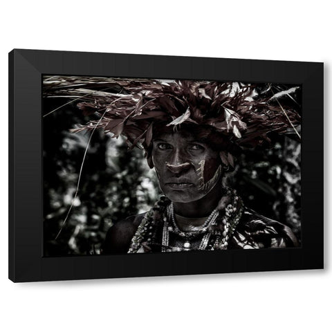Woman In The Sing-Sing Festival Of Mt Hagen - Papua New Guinea Black Modern Wood Framed Art Print with Double Matting by Inazio Kuesta, Joxe