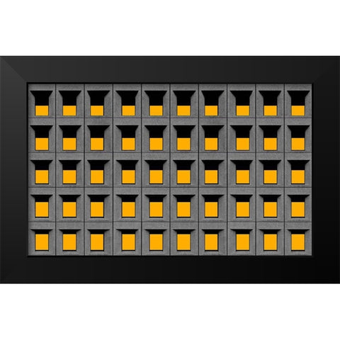 Yellow Squares Black Modern Wood Framed Art Print by Schuster, Inge