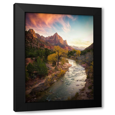 Zion National Park Black Modern Wood Framed Art Print by Zheng, Michael